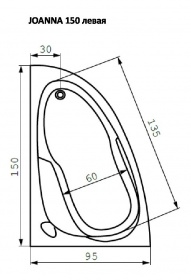 ����� ������� JOANNA 150x95 �����,������������� (��� �����), ����� Cersanit